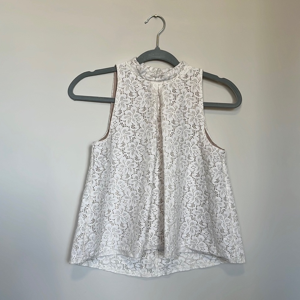 White Lace Halter Tank Top